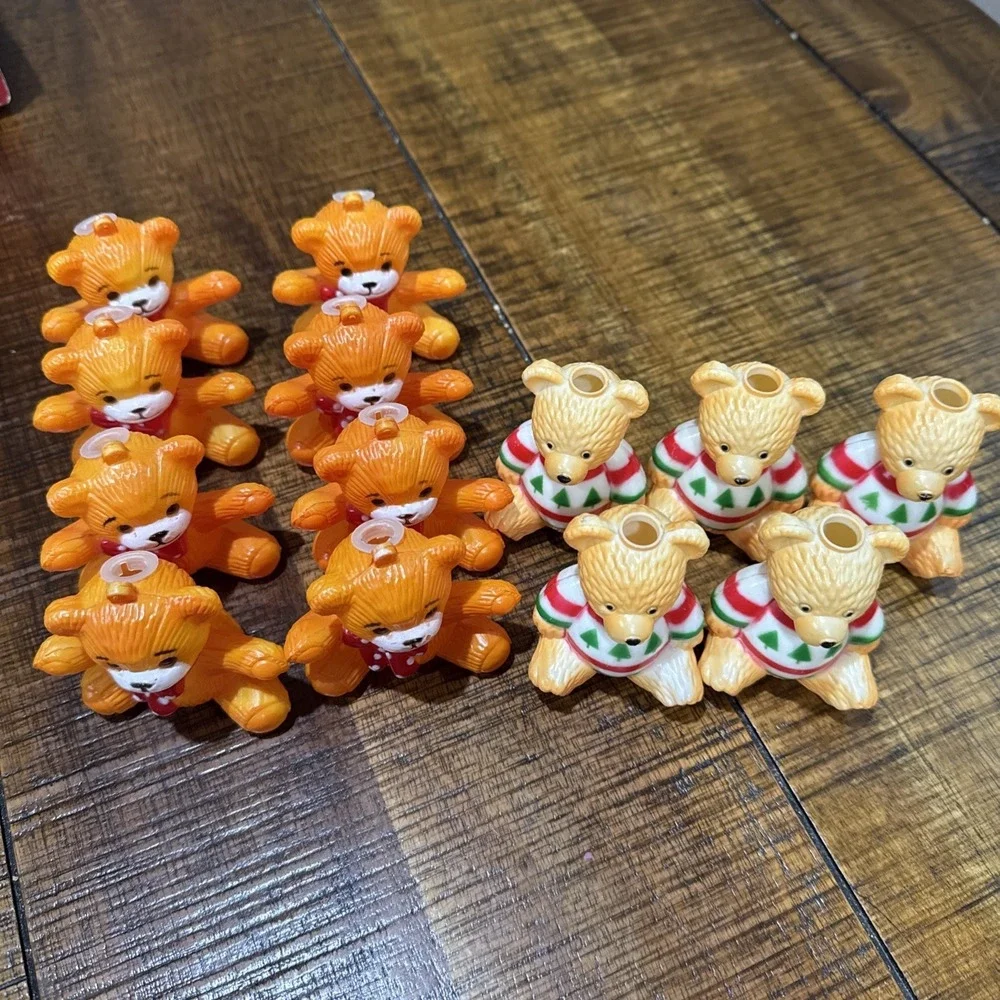 13 VTG‎ Christmas Blow Mold String Light Covers Teddy Bears